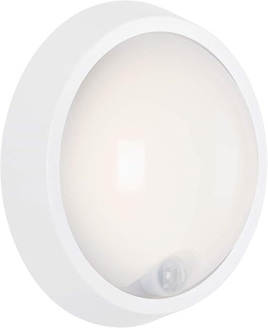 Briloner LED, lámpara de Pared para Exterior con Sensor de Movimiento y Detector crepuscular, 12 W, 1.150 lúmenes, 4.000 Kelvin, Blanca, Redonda, Ø 17 cm, 17x7cm, Blanco